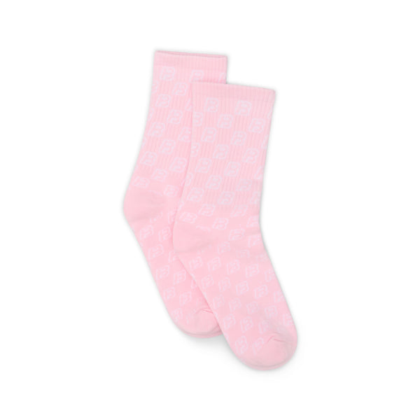 Pink jacquared “B” Socks