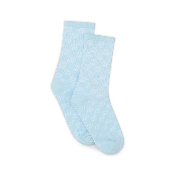 blue jacquared “B” Socks