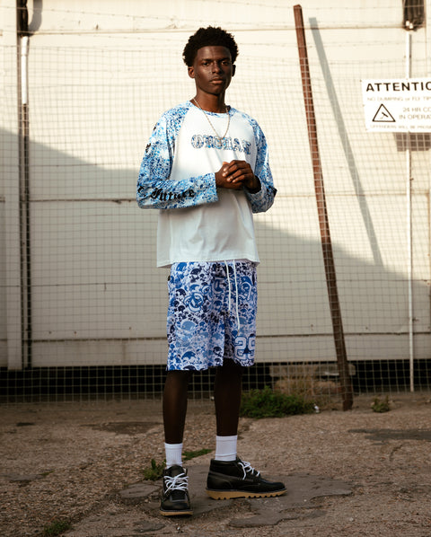 BLUE CAMO LONG SLEEVE RAGLAN TSHIRT