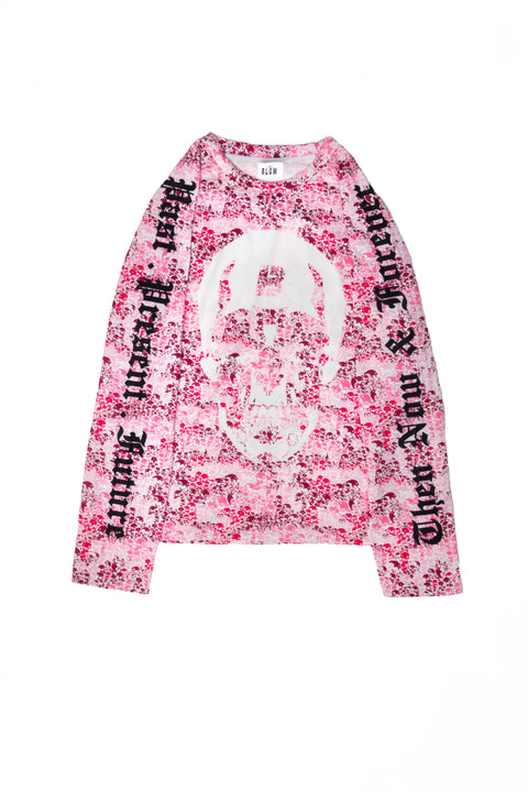 PINK FULL CAMO LONG SLEEVE RAGLAN TSHIRT