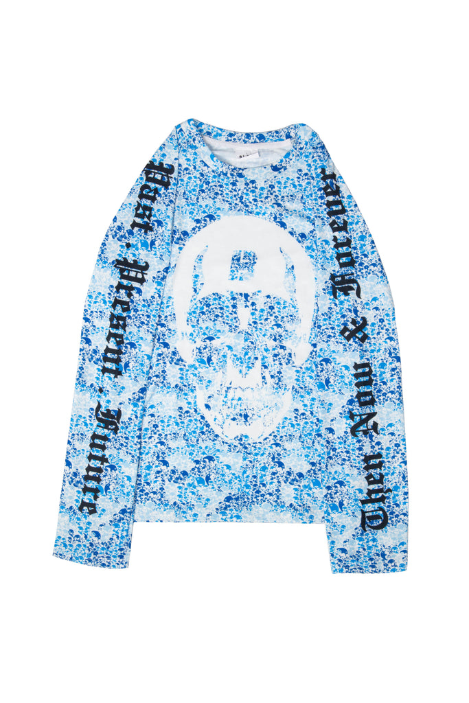 BLUE FULL CAMO LONG SLEEVE RAGLAN TSHIRT
