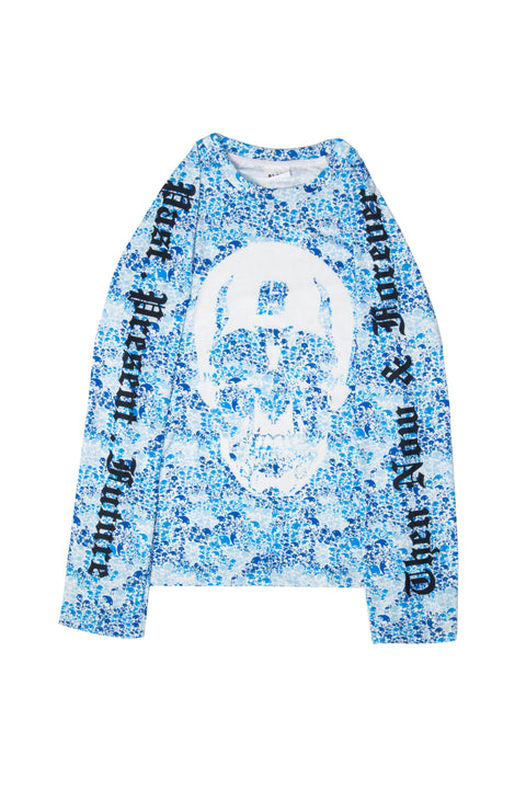 BLUE FULL CAMO LONG SLEEVE RAGLAN TSHIRT