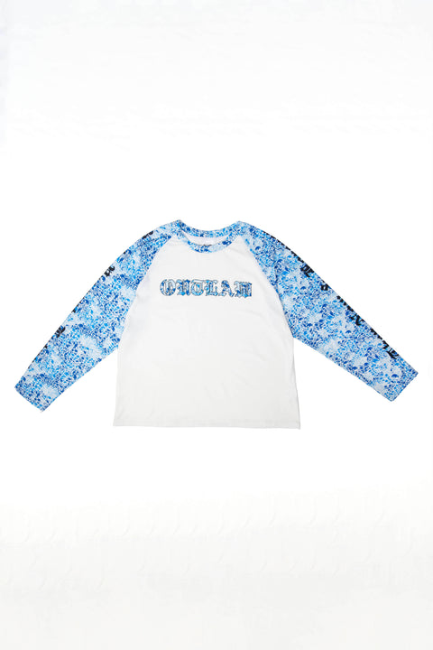 BLUE CAMO LONG SLEEVE RAGLAN TSHIRT