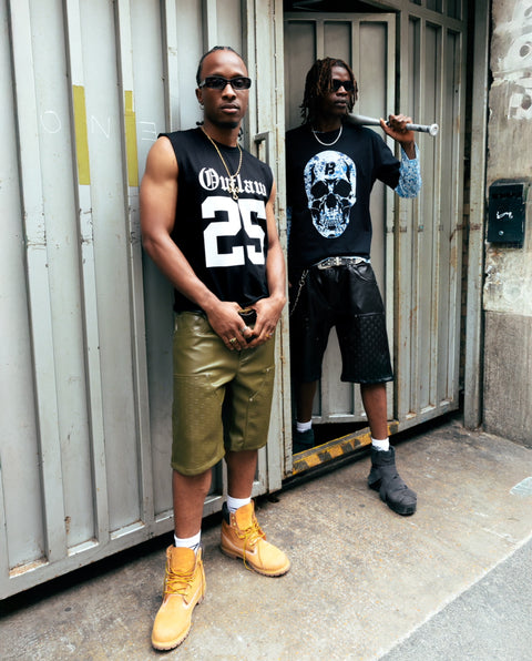 Olive carp leather jorts