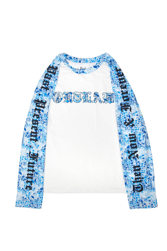 BLUE CAMO LONG SLEEVE RAGLAN TSHIRT