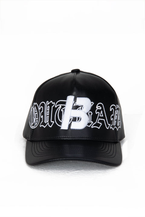 Black leather baseball cap