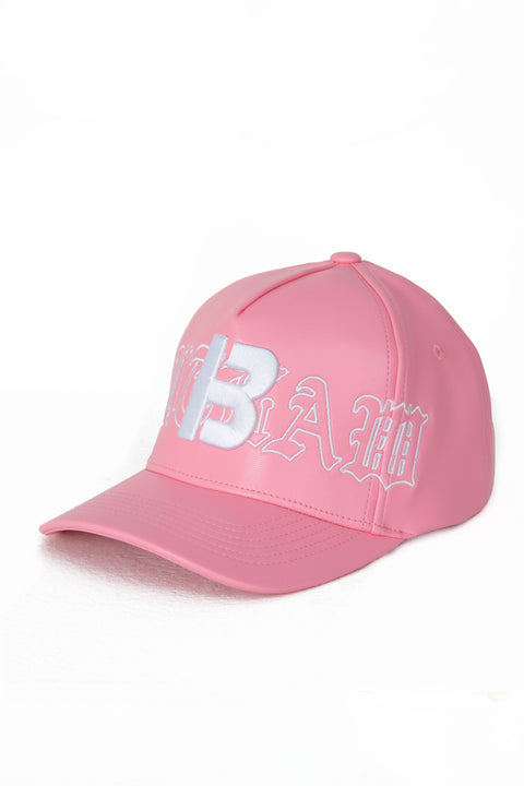 Pink leather baseball cap