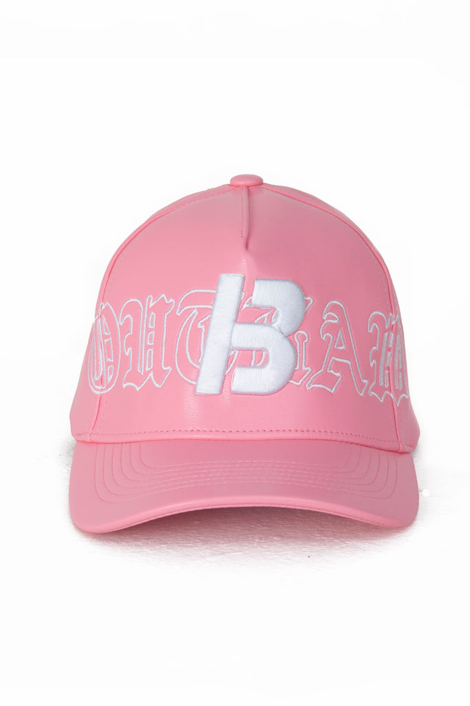 Pink leather baseball cap