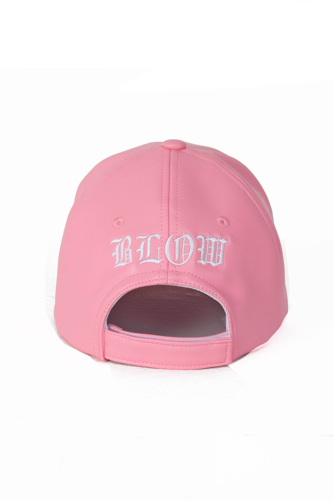Pink leather baseball cap