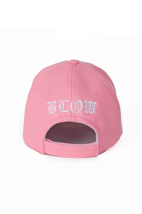 Pink leather baseball cap