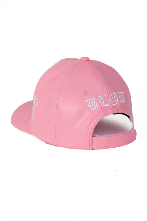 Pink leather baseball cap