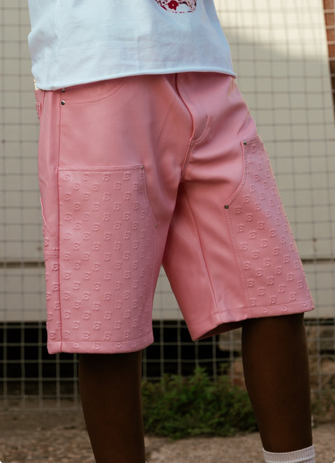 Pink carp leather jorts