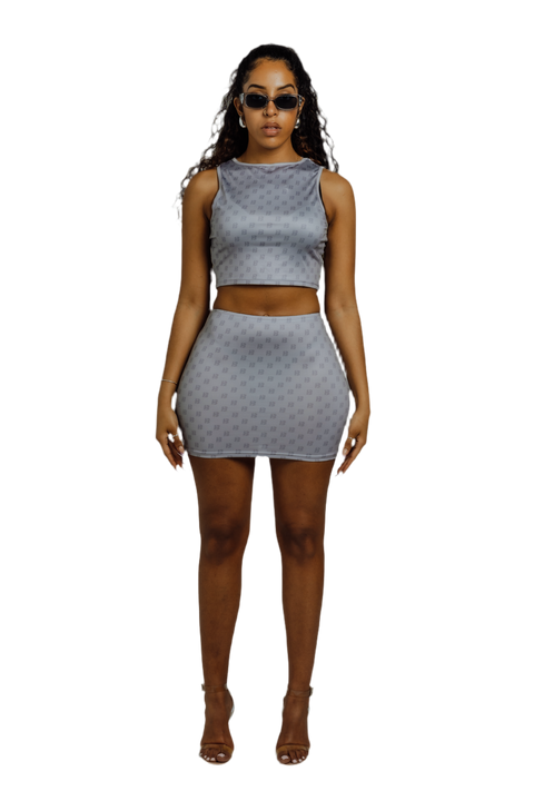 grey monogram croped vest