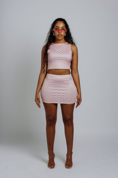 Pink mini skirt “ B “monogram