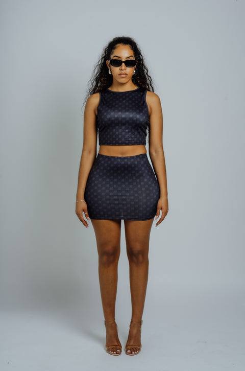 Black monogram croped vest