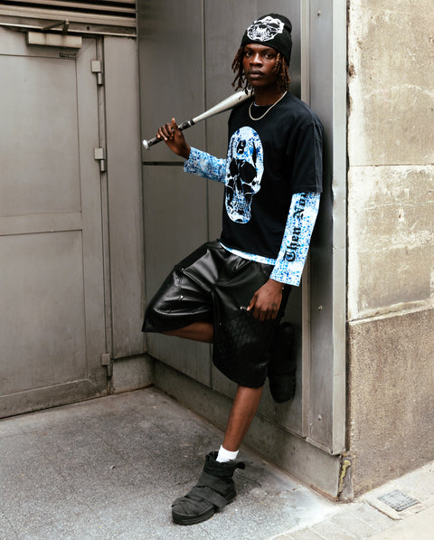 Black carp leather jorts