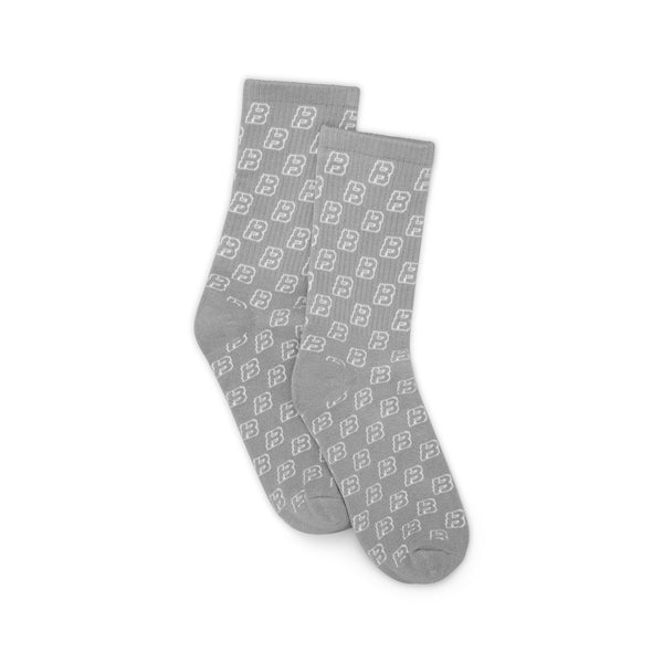 Grey jacquared “B” Socks