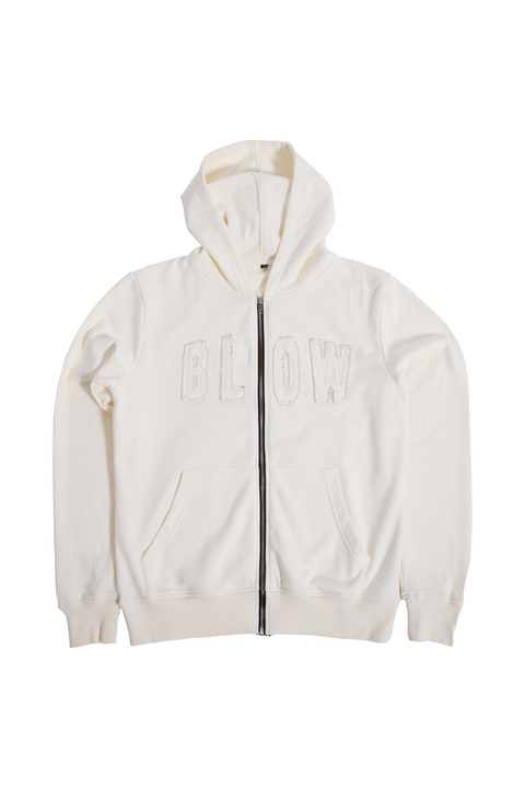 (Cream) DISTRESSED BLOW PATCHED LOGO HOODIE