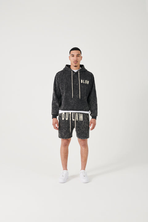 (Shorts) BLACK STONE WASHED