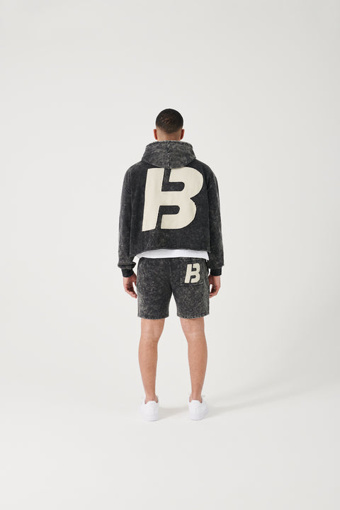 (Shorts) BLACK STONE WASHED