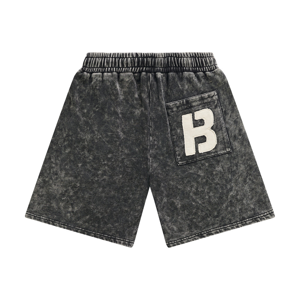 (Shorts) BLACK STONE WASHED