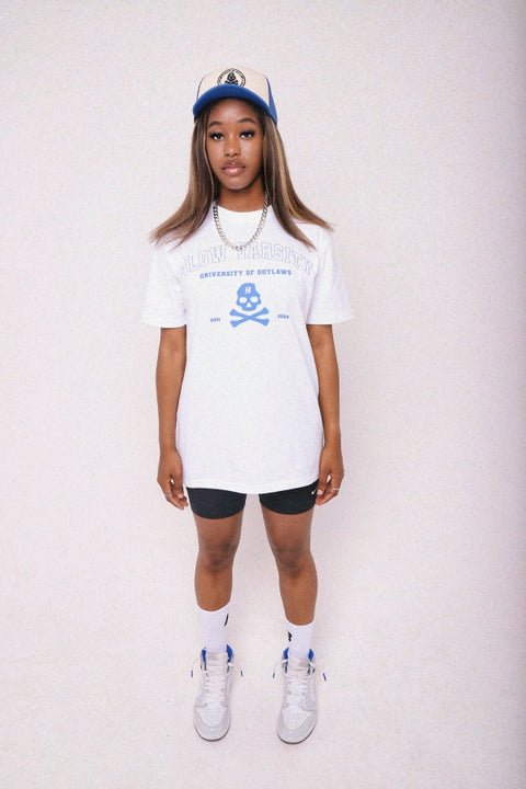 Varsity T-shirt Blue + White