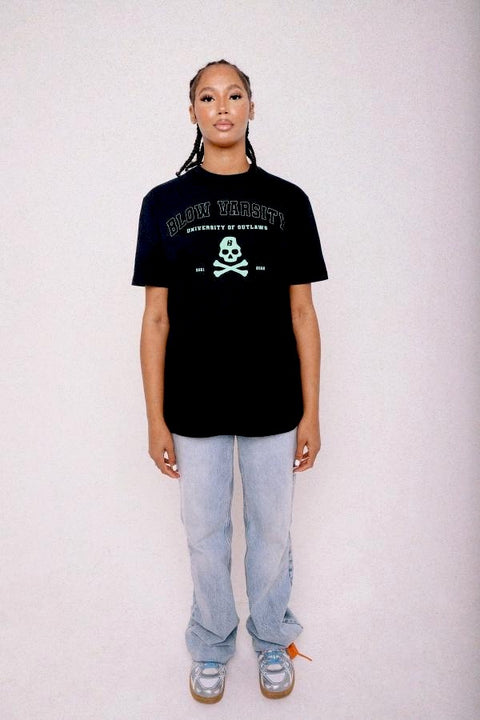 Varsity Blow T-shirt Black + Green
