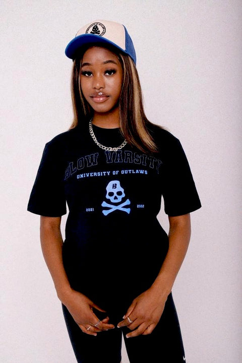 Varsity T-shirt Black + Blue