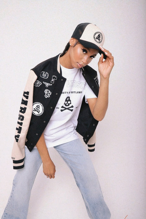 Varsity T-shirt White+ Black