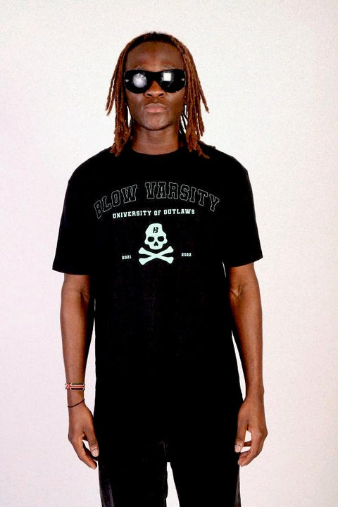 Varsity Blow T-shirt Black + Green