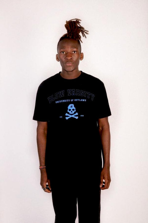 Varsity T-shirt Black + Blue