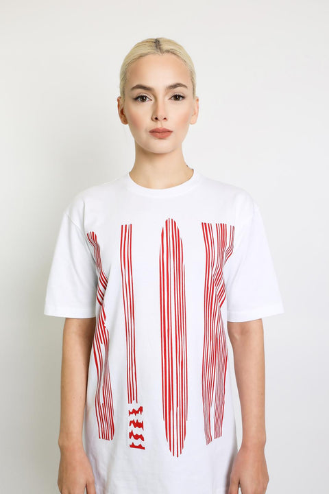 Blow Lanes T-shirt - White & Red